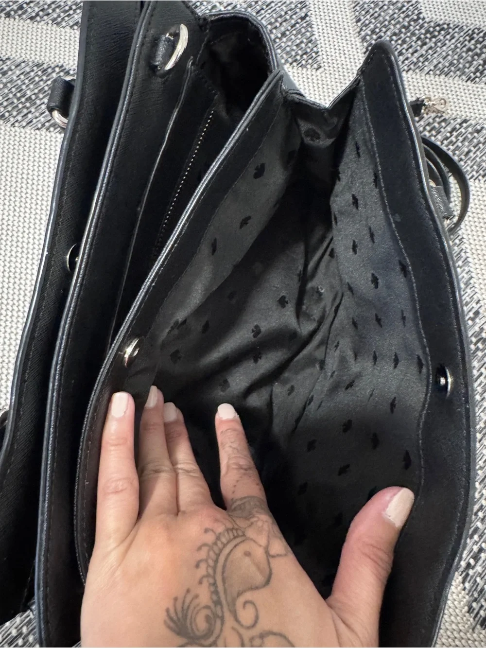 kate spade Black Saffiano Leather Satchel with Detachable Strap